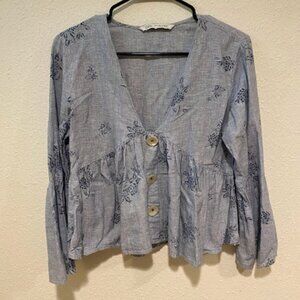 Zara Floral Bell Sleeve Top